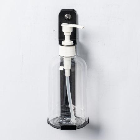 Edelstahl-Handdesinfektionsmittel-Flaschenhalter in mattem Schwarz - Einzelner Handdesinfektionsmittel-Wandhalter